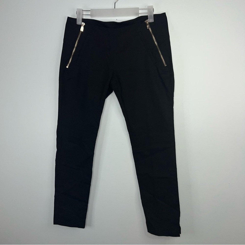 Versace Black Tailored Pants Gold Zip Medusa Detail Slim Fit US Size 4 - Picture 3 of 15